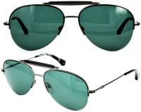 Emporio Armani Sonnenbrille EA1020 3003 57mm - Pilot Metall Halbrand - Grün Glas - für Damen und Her