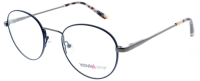 Vienna Design Unisex-Brillenfassung UN728-03 50mm - Metall Rund - Blau Grau & Havana