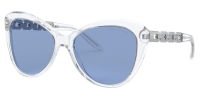 Ralph Lauren Damen Sonnenbrille RL8184 5002/72 56mm - Transparent & Silber, Blaue Gläser