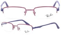 Ray-Ban Kinder Brillenfassung RX1022 4003 45mm - Metall Halbrand in Rosa/Violett - Flexibel