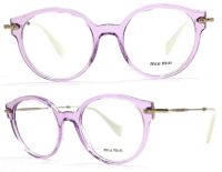 MIU MIU Damen Brillenfassung VMU04P U69-1O1 50mm - rund Vollrand - Lila Transparent