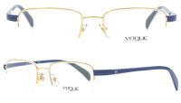 Vogue Eyewear VO3923 280 51mm - Unisex Halbrandbrille in Gold mit Blauen Bügeln