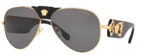 Versace Sonnenbrille VE2150-Q 1002/81 62mm - Unisex - Gold Schwarz - Polarisiert