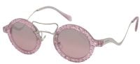 Miu Miu Damen Sonnenbrille MU02VS 125mm - Rosa Glitzer Rund Verspiegelt