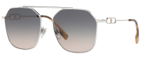 Burberry Damen Sonnenbrille BE3124 1005/G9 57mm - Emma Silber Metall - Grau Braun Verlauf