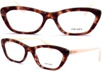 Prada Damen Brillenfassung PR03QV UE0-1O1 52mm - Braun Cat Eye - Rosa Transparent, Gold