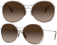 Burberry Damen Sonnenbrille BE3105 1005/13 60mm - Silber/Beige mit Braun Verlaufenden Gläsern - Auss