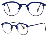 l.a. Eyeworks Vintage Damen Brillenfassung JAL 482 - Blau Metall Vollrand - 106mm