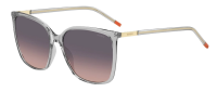 Hugo Damen Sonnenbrille HG 1275/S KB7FF 57mm Aussteller - Transparent/Gold mit Grau-Rosa Verlaufsglä