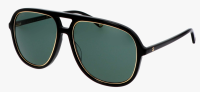 Gucci GG1077S 002 57mm Sonnenbrille - Unisex - Schwarz Gold - Gr&uuml;n Gl&auml;ser