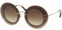 Miu Miu Sonnenbrille MU10RS 64mm - Gold Glitter & Havana Braun - Damen und Herren - Ausstellungsstüc