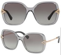 Bvlgari Damen Sonnenbrille BV8217-B 5475/11 55mm - Grau Transparent, Gold, Strass