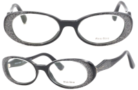 MIU MIU Damen Brillenfassung MU04I HAC-101 51mm - Schwarz Kunststoff Vollrand mit Glitzer