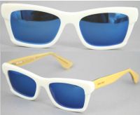 Miu Miu Damen Sonnenbrille MU08MV 52mm - Weiß Gelb Verspiegelt Braun - MADE IN ITALY
