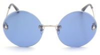 Swarovski Damen Sonnenbrille SK159 16V 58mm - Blau Strasssteine Randlos Rund - Silber